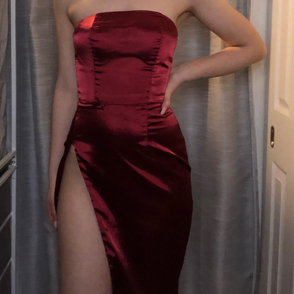 Meshki Red Dress with Slit